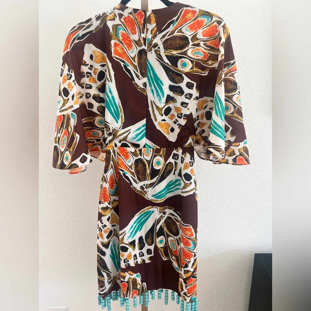 SOLD. Hutch Beaded Wrap Dress Metallic Detail Midi NWT Size Small Cocktail - Picture 6 of 11